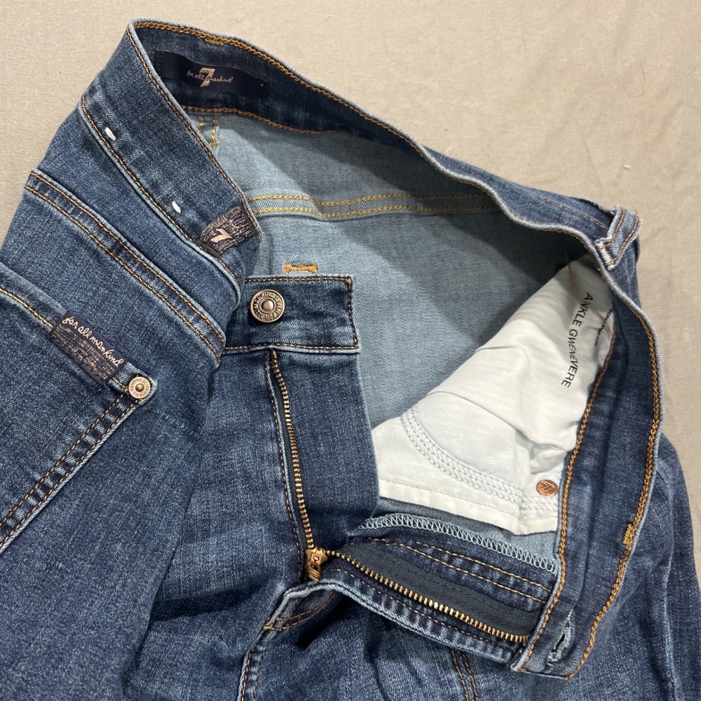 7 For All Mankind Jeans Womens 31 Blue Ankle Gwenevere Front Seam Skinny Jeans